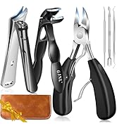 Toenail Clippers for Thick Nails, 6 Pcs Professional Wide Jaw Opening Nail Clipper Set for Senior...
