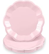 NatNarr 30pcs Light Pink Paper Plates, 9inch Scalloped Pink Dinner Plates Disposable Light Pinks ...