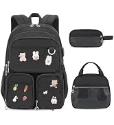 ACESAK 3PCS Girls Backpack Set - Kawaii Ita Backpack Pins with Lunch Bag | Pin Display Backpack f...