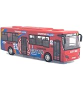 Ailejia City Bus Die Cast Pull Back Vehicles Mini Buses Model Car Toys With Lights and Music - Bo...