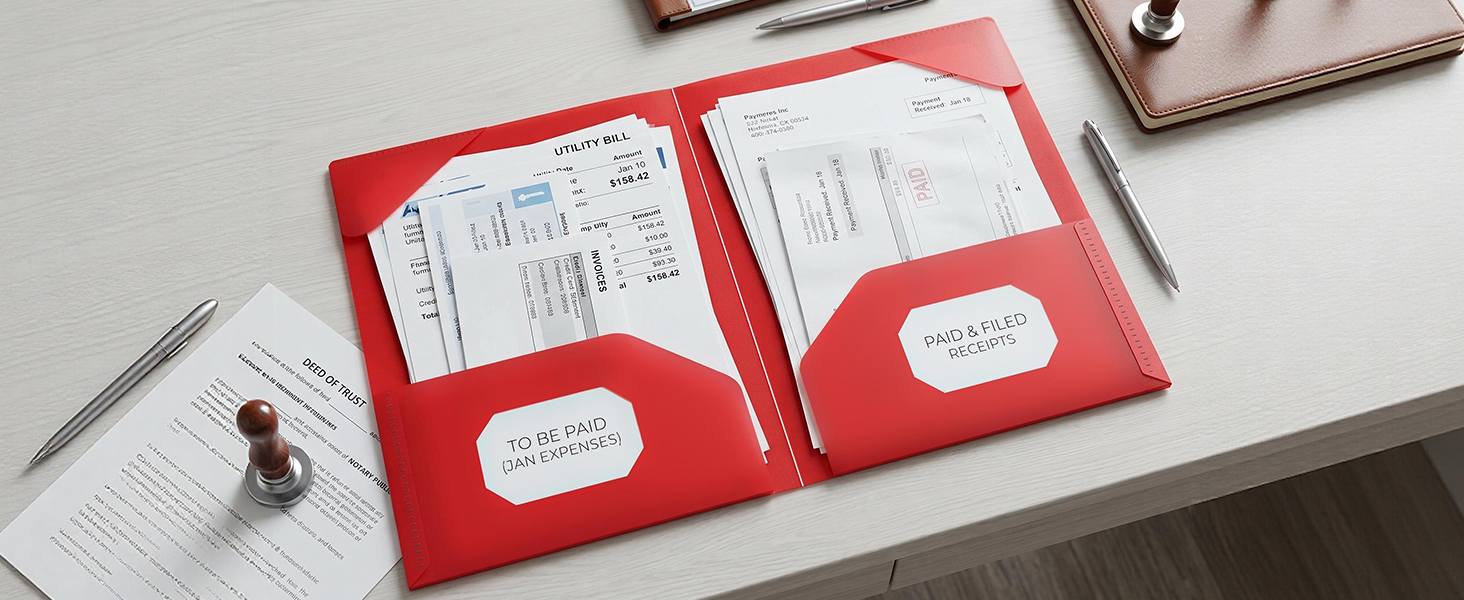 plastic folders with pockets