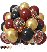 HILAVO Black Burgundy Gold Balloons 12 Inch Burgundy Black Metallic Gold Latex Balloon Maroon Red...