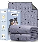 Fostanfly Washable Pee Pads for Dogs, 2 Pack 28''x34'' Large Ultra-Absorbent and Leak-Proof Non-S...