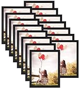 HORLIMER 8x10 Picture Frame Set of 15, Black Picture Frames Display 8 by 10 Photo for Wall or Tab...