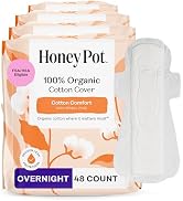 The Honey Pot Company - 48ct - Sanitary Pads for Women - Non-Herbal Overnight w/Wings - Organic C...