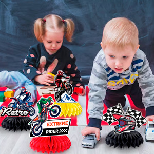 motorcycle happy birthday honeycomb centerpieces