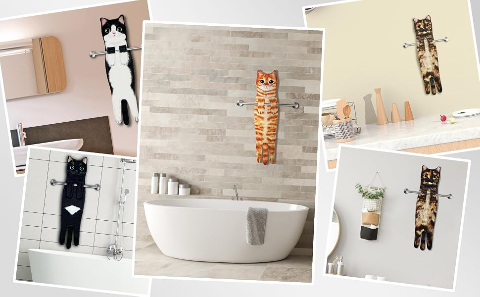 Cat hand towels for bathroom kitchen hand towels cute funny gifts for cat lovers women face towel