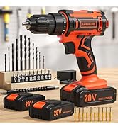 Cordless Drill, 20V Power Drill, Double 2000mAh Power Pack Electric Drills, Cordless Drills with ...