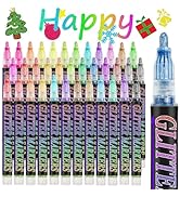 Glitter Marker Pens, 36 Colors Shimmer Glitter Acrylic Paint Pens, Rock Painting Pens Drawing Mar...