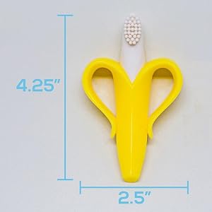 banana teether, banana toothbrush, baby toothbrush, infant toothbrush, silicone toothbrush