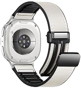 Charlam Magnetic Leather Bands Compatible with Galaxy Watch 8 Band 40mm 44mm, Galaxy Watch 8 Clas...