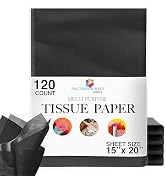 120 Sheets of Black Tissue Paper - 15" x 20" Packing Paper Sheets for Moving - 10lb Wrapping Pape...