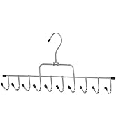 Whitmor Clothes Hanger, 10 Hook Accessory Hanger, Chrome Metal Tie Hanger for Closet, Belt, Ties,...