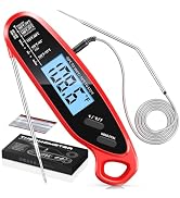 Vuwwey Instant Read Meat Thermometer Digital for Cooking with Dual Probe | Large Backlit, 40" Lon...