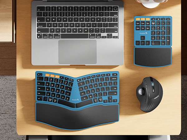 Ergonomic Keyboard with number pad - black blue A+ (1)