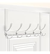 KitchLife Over The Door Hooks Hanger, for 1 3/4" Doors, 5 Tri Coat Rack Super Heavy Duty Clothes ...