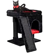 SYANDLVY Gothic Cat Tree with Coffin Bed for Indoor Cats, Cat Tower with Scratching Post, Modern ...