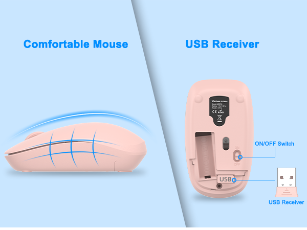Wireless Keyboard and Mouse Combo, Full Size Silent Ergonomic Keyboard Mouse