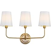 SAFAVIEH Lighting - Sawyer 3-Light 22-Inch Wall Sconce - Brass - Fabric Shade - Contemporary Desi...
