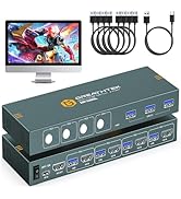 USB3.0 KVM Switch 4 Computers 1 Monitors,4K@60HZ 4 Port HDMI KVM Switches with 3 USB3.0 Ports to ...