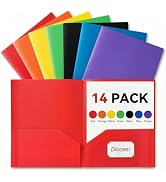 Dinceer 14 Pack Plastic Folders with Pockets, Heavy Duty 2 Pocket Folders, Letter Size Poly File ...