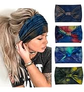 YONUF Wide Headbands For Women Knotted Headband African Womens Head Wraps Stretchy Hair Accessori...
