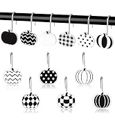 MALLMALL6 Pumpkin Shower Curtain Hooks - 12Pcs Farmhouse Decorative Hangers Metal Rustproof Bathr...