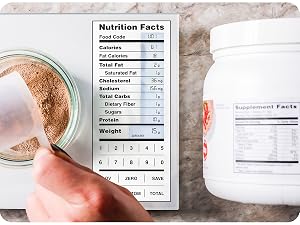 scoop supplements directly on the smart surface to view instant calorie and macro results