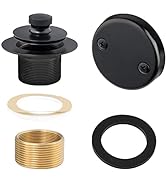 Matte Black Lift & Turn Tub Trim Set with Two-Hole Overflow Faceplate and No Putty Gasket, Bathtu...