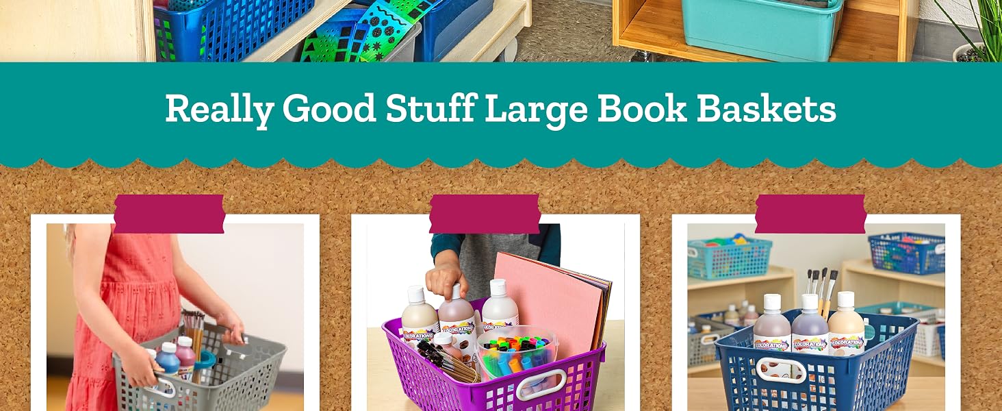 Really Good Stuff Large Book Baskets