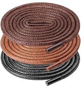 UpUGo 3 Pair Waxed Round Shoe Laces, 3/32" Thin Formal Business Oxford Shoelaces for Men or Women...