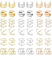 18 Pairs Ear Cuff, Roctee 6 Styles Cartilage Clip On Earrings Set Stainless Steel Ear Clip Fake C...