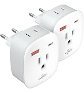2 Pack European Travel Plug Adapter, AiJoy PD 20W USB-C International Power Plug, 2 AC Outlets & ...