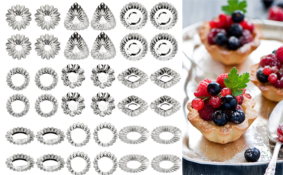 Dicunoy Set of 36 Tartlet Tins Set, Tartlet Pan Mold Set, Mini Cupcake Cookie Tin Baking Tool