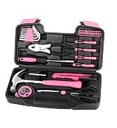 39 Piece All Purpose Basic Household Pink Tool Kit for Women - Small Tool Set with Toolbox Great ...