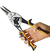 TOOLMAK Aviation Snips 10-inch Straight Cut,Chrome Vanadium Steel,Comfortable Grip,Suitable For E...