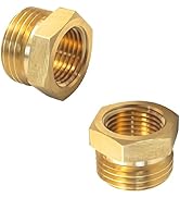 ?2Pcs Brass Garden Hose Adapter Connector, 3/4'' G Male x 1/2'' G Female Pipe Fitting Set, Garden...