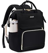 LOVEVOOK Laptop Backpack for Women with Giant Tumbler Holder Pocket, 15.6 inch Travel Work Bag Pu...