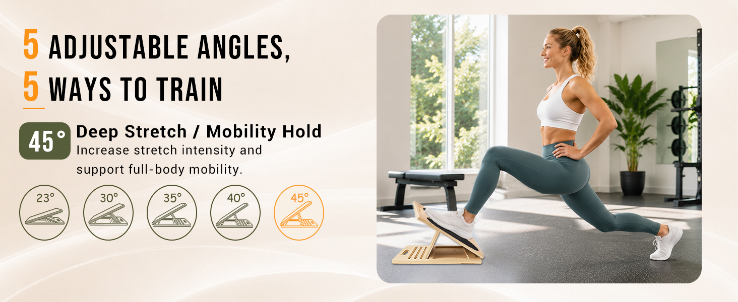 45° slant board for deep stretch, mobility hold, and full-body flexibility.