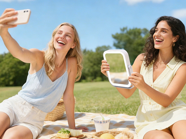 travel magnifying mirror with light