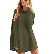ANGGREK Women's Turtleneck Oversized Sweater Batwing Knitted Pullover Split Hem Casual Ribbed Jumper