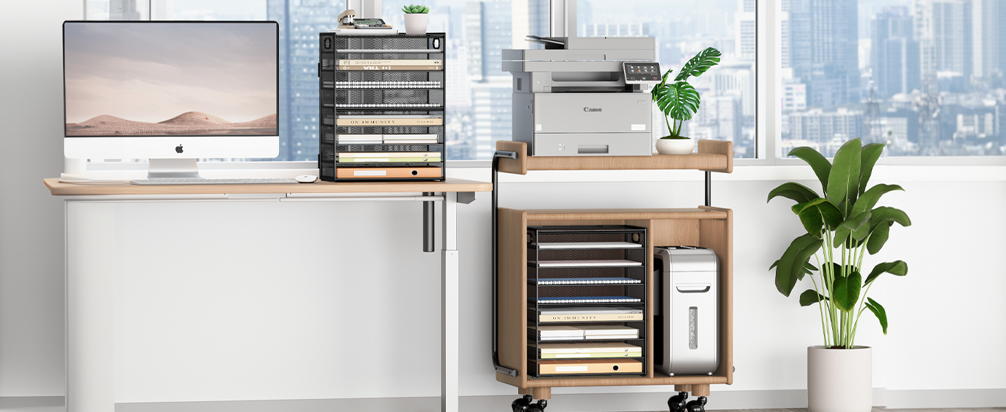paper organizer on the desk or under the printer