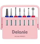 Delanie Professional Nail Drill Bit Set, 7 Pieces with Holder, Carbide and Diamond Bits, Model BS001