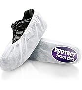 100 Pcs White Shoe Covers Disposable (50 Pairs) - Disposable Shoe Covers for Indoors, Thin Non-Wo...