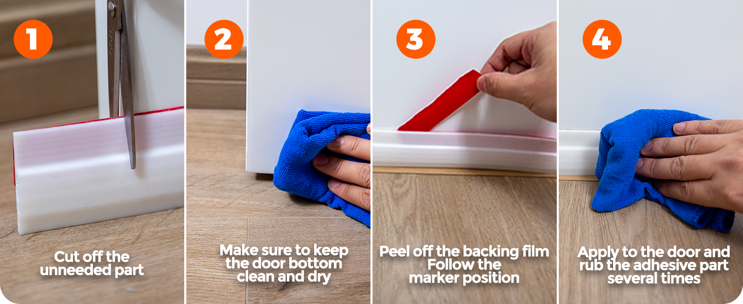 Door draft stopper installing