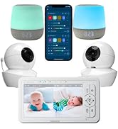 Babysense 3 in 1 Video Baby Monitor with 2 HD Cameras & 5" HD Display Bundled with 2 Smart Baby W...