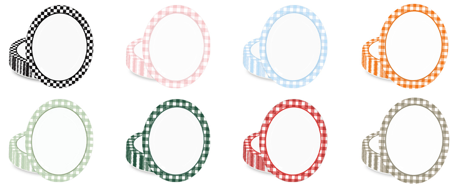 oval paper plates disposable plates for party plates dessert plates checkered plates gingham plates