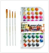 Transon 48-Color Watercolor Kit with 4pcs Paint Brush Set