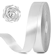 Jutieuo 100 Yards 1 Inch Silver Satin Ribbon, Solid Craft Fabric Ribbon for Christmas Gift Wrappi...