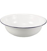 Baluue Enamel Basin 34cm White Enamel Bowl Large Mixing Bowl for Kitchen Use Metal Wash Basin for...
